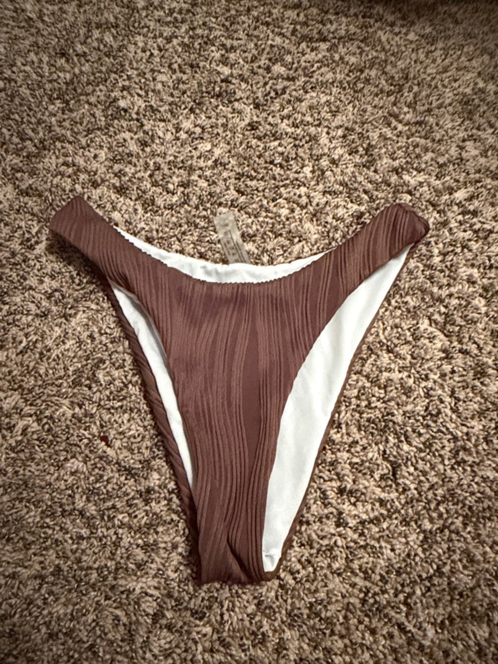 SHEIN Brown Textured High-Leg Bikini Bottom